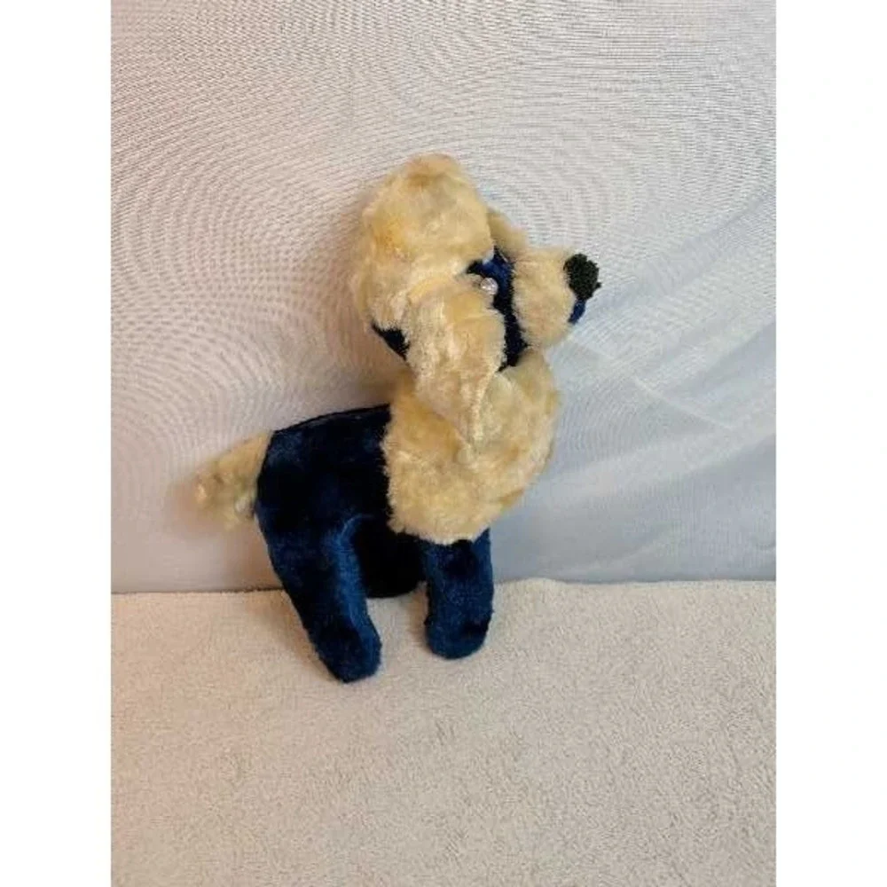 VTG‎ Poodle Plush Stuffed Animal Toy Cream Blue Sparkle Eyes Dog Vintage Plush